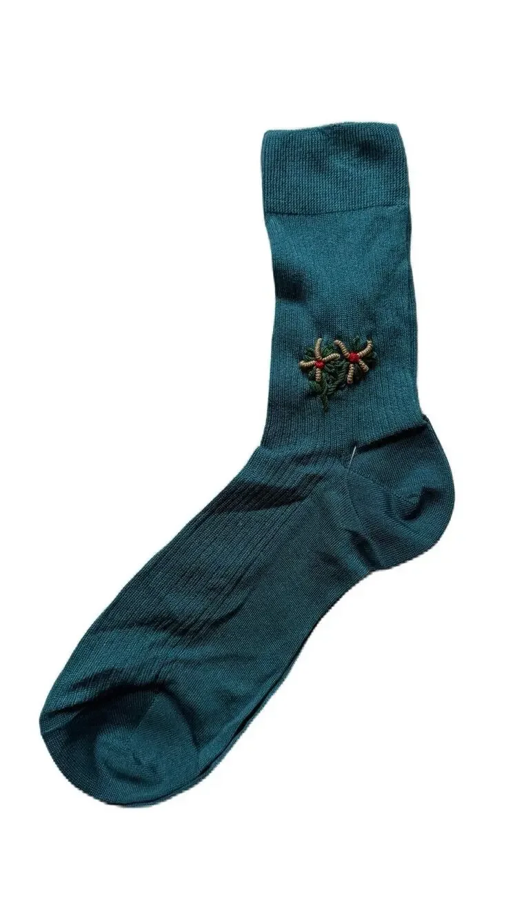 Maria La Rosa Embroidery Silk Socks New
